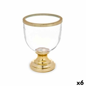Bougeoir Gift Decor Doré Verre Acier 17,3 x 23,5 x 17,3 cm (6 Unités)