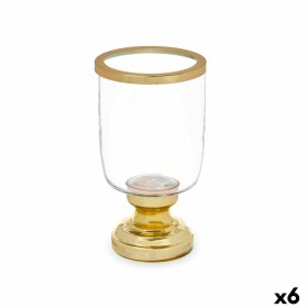 Candleholder Gift Decor Golden Crystal Steel 12 x 24,5 x 12 cm Wineglass (6 Units)