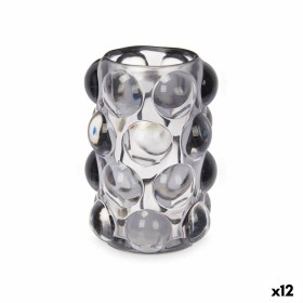 Bougeoir Gift Decor Gris Verre 8,4 x 12,5 x 8,4 cm Microsphères (12 Unités)