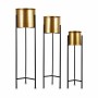 Set of Planters Gift Decor Black Golden Metal 24 x 93,5 x 24 cm (2 Units)