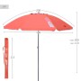 Umbrella Aktive Coral Ø 200 cm 200 x 200 x 200 cm 200 x 198 x 200 cm UV50 (6 Units)
