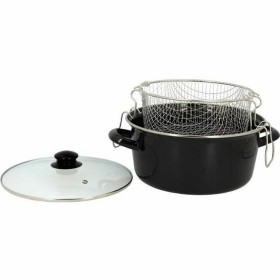 Poêle à frire avec panier TheKitchenette 3645580 Noir Verre Acier Bakélite Acier émaillé
