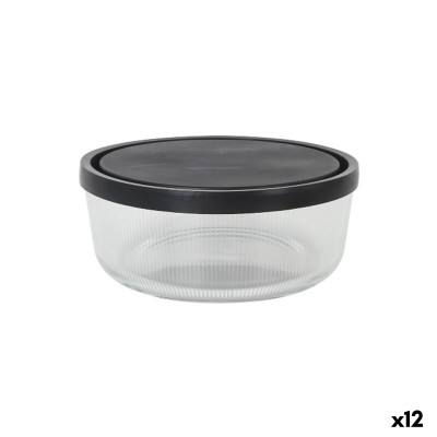 Boîte à lunch Borgonovo Igloo lines Noir Transparent verre 1,47 L (12 Unités)