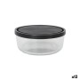 Lunch box Borgonovo Igloo lines Black Transparent Glass 1,47 L (12 Units)
