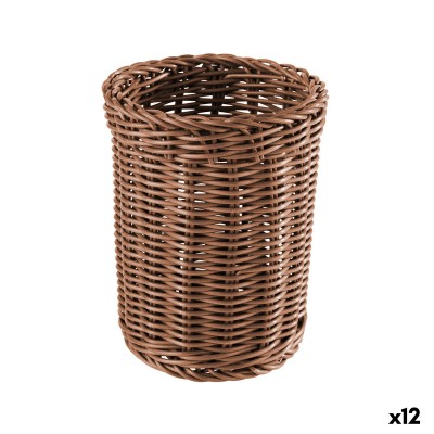 Pot for Kitchen Utensils My Bar RATTAN polypropylene 15 x 15 x 19 cm (12 Units)