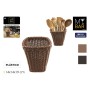 Pot for Kitchen Utensils My Bar RATTAN polypropylene 14 x 14 x 19 cm (12 Units)