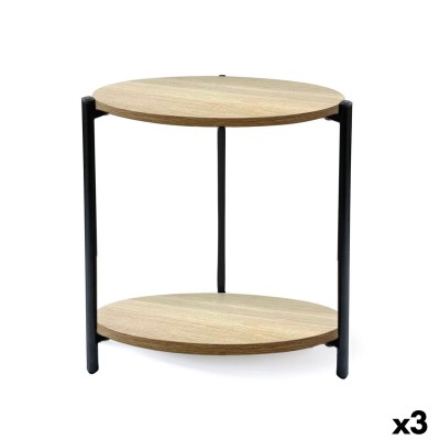 Side table MobleKit Black Metal Wood 40 x 42 cm (3 Units)
