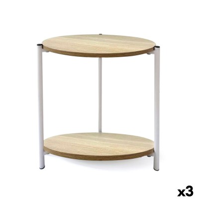 Table d'appoint MobleKit Blanc Métal Bois 40 x 42 cm (3 Unités)