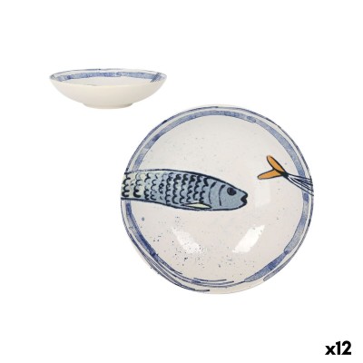 Deep Plate La Mediterránea Peixe 2.0 Multicolour Ceramic Ø 21 cm (12 Units)