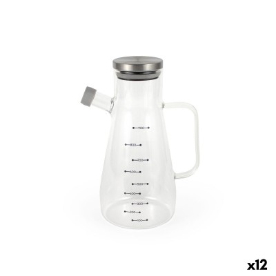 Cruet La Mediterránea Transparent Silver Silicone Steel Borosilicate Glass 900 ml (12 Units)