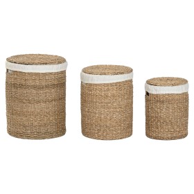 Set de basket Home ESPRIT Blanc Naturel Herbier marin (3 Pièces)