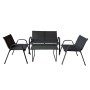 Marbueno Garden Table and Chairs Set Black Steel Textilene 10468