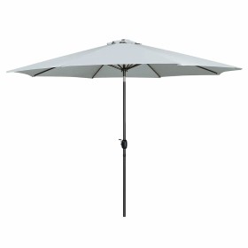 Marbueno Parasol Acero 8 Varillas D300 cm Poliester Blanco Jardin Piscina 10487