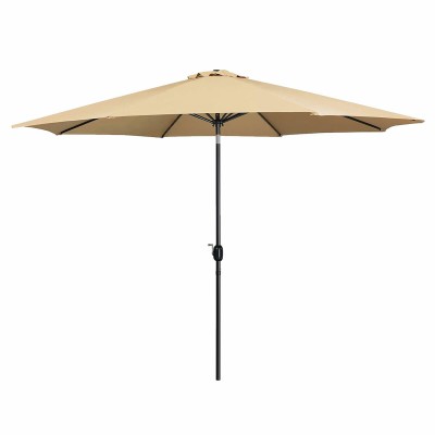 Marbueno Parasol Acero 8 Varillas 270 cm Poliéster Marrón Jardín Piscina 10482
