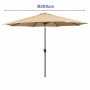 Marbueno Parasol Acero 8 Varillas D300 cm Poliéster Marrón Jardín, Piscina, Terraza