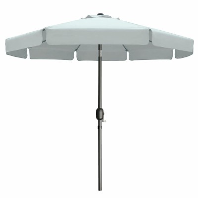 Marbueno Parasol Acero 8 Varillas D300 cm Poliester Blanc Jardin, Piscine, Terrasse