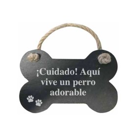 Hanging decoration Magnet & Steel Cuidado aquí vive un perro adorable Bone Board Rope