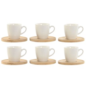 Piece Coffee Cup Set Home ESPRIT White Bamboo Porcelain 90 ml