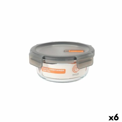 Hermetic Lunch Box MasterChef Grey Transparent Circular 640 ml (6 Units)