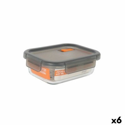 Hermetic Lunch Box MasterChef Grey Transparent Rectangular 630 ml (6 Units)