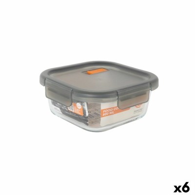 Boîte à lunch hermétique MasterChef Gris Transparent Carré 800 ml (6 Unités)