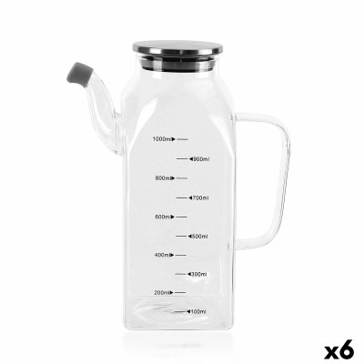 Cruet La Mediterránea Transparent Silver Metal Borosilicate Glass 1 L (6 Units)
