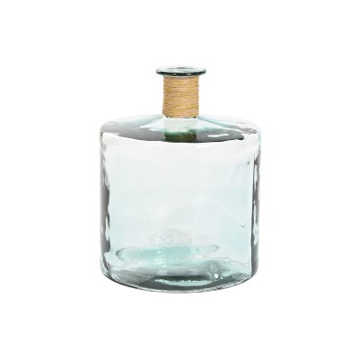 Vase Home ESPRIT Transparent Rushes Recycled glass Natural 35 x 35 x 45 cm