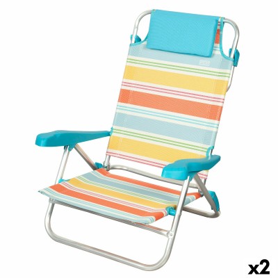 Chaise de Plage Aktive Multicouleur 48 x 90 x 60 cm (2 Unités)