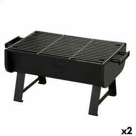 Barbecue Portable Aktive Steel 45 x 25 x 30 cm Black (2 Units)