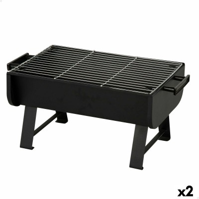 Barbecue Portable Aktive Acier 45 x 25 x 30 cm Noir (2 Unités)