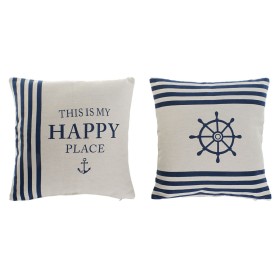 Coussin Home ESPRIT Blanc Blue marine 45 x 10 x 45 cm (2 Unités)