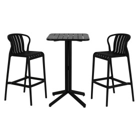Ensemble Table + 2 Chaises Home ESPRIT Noir Métal polypropylène 60 x 60 x 102 cm
