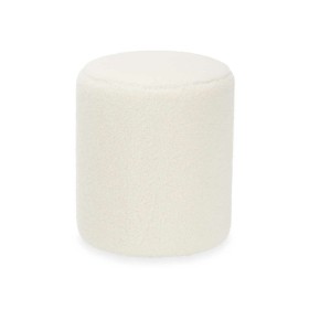 Pouffe Gift Decor White Cloth MDF Wood