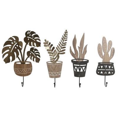 Portemanteau Home ESPRIT Naturel Métal Bois MDF 16 x 4 x 30 cm (4 Unités)