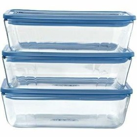 Set of lunch boxes Pyrex Blue Transparent 2,6 L 3 Pieces