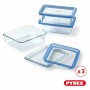 Ensemble de Boîtes à Lunch Pyrex Bleu Transparent 2,6 L 3 Pièces