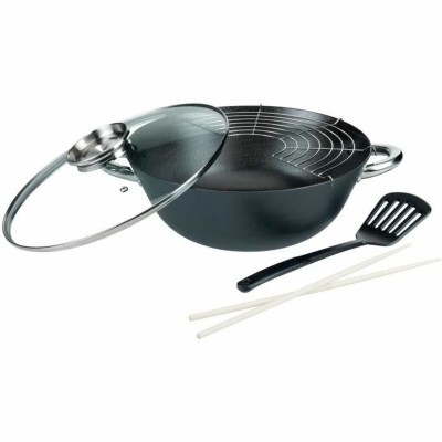 Wok Pan GSW Steel Forged steel Ø 32 cm 4 Pieces