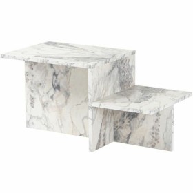 Centre Table Harmony White Grey 80 x 40 x 40 cm Marble