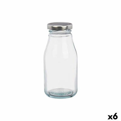 Bouteille en Verre Vivalto Transparent Argenté PVC Métal verre 250 ml (6 Unités)