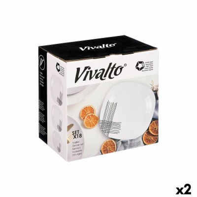 Tableware Vivalto White Black Opaline glass Stripes 18 Pieces (2 Units)
