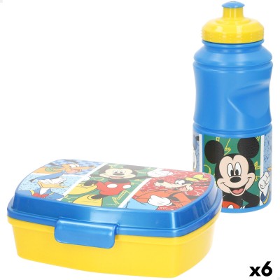Sac à goûter avec accessoires Mickey Mouse Plastique 380 ml 17 x 5,5 x 13,5 cm (6 Unités)