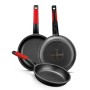 Non-stick frying pan BRA A411228 Ø 28 cm Black Red Stainless steel Aluminium