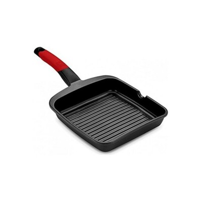 Grill pan with stripes BRA A411428 Black Red Silicone Aluminium