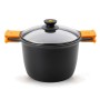 Casserole avec couvercle en verre BRA Braisogona_A273903 Noir Noir/Orange Bois Aluminium Plastique Aluminium fondu Ø 20 cm (1 Un