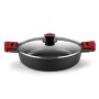 Casserole with glass lid BRA A410524 Ø 24 cm Black Red 2,3 L 300 g