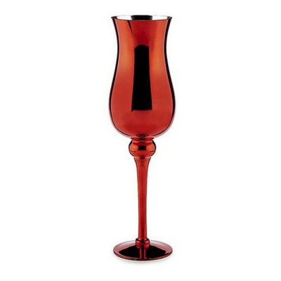 Bougeoir Rouge Verre 13,5 x 4,5 x 13,5 cm 13,5 x 45 x 13,5 cm
