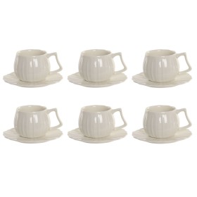 Set of 6 Cups with Plate Home ESPRIT White Porcelain 120 ml