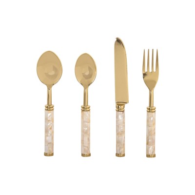 Cutlery Home ESPRIT White Golden Stainless steel Mother of pearl 4,5 X 2 X 21 CM 16 Pieces