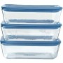 Ensemble de Boîtes à Lunch Pyrex Bleu Transparent 800 ml 3 Pièces