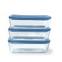 Set of lunch boxes Pyrex Blue Transparent 2,6 L 3 Pieces
